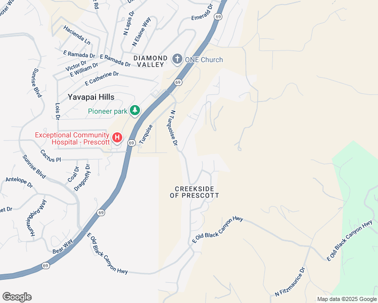 map of restaurants, bars, coffee shops, grocery stores, and more near 1010 North Opal Drive in Prescott