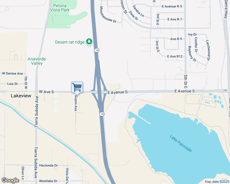 map of restaurants, bars, coffee shops, grocery stores, and more near Calle Grillo in Palmdale