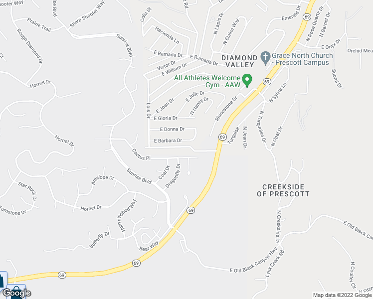 map of restaurants, bars, coffee shops, grocery stores, and more near 4717 East Robin Drive in Prescott