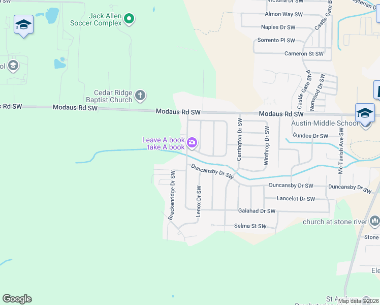 map of restaurants, bars, coffee shops, grocery stores, and more near 2716 Ashville Drive Southwest in Decatur