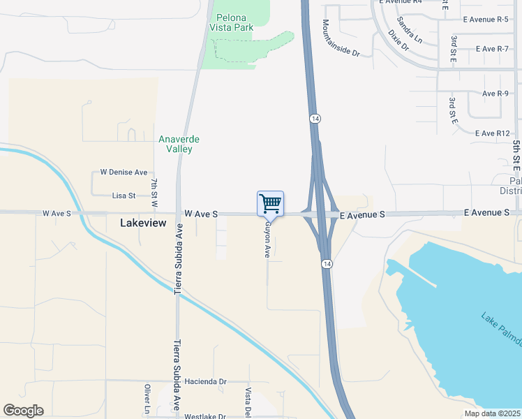 map of restaurants, bars, coffee shops, grocery stores, and more near in Palmdale