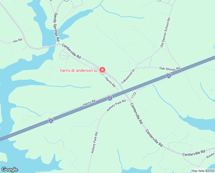 map of restaurants, bars, coffee shops, grocery stores, and more near 1014 Harris Road in Anderson