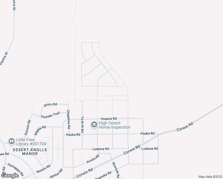 map of restaurants, bars, coffee shops, grocery stores, and more near 19571 Chuparosa Road in Apple Valley