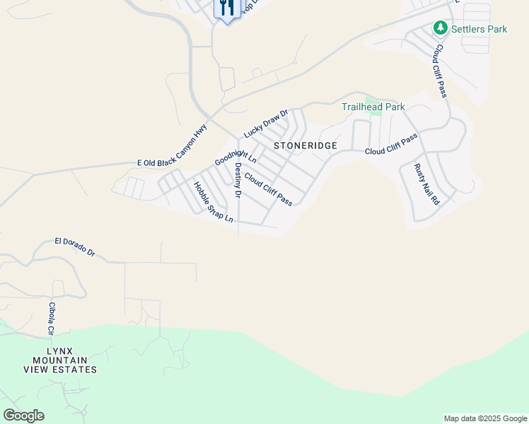 map of restaurants, bars, coffee shops, grocery stores, and more near 7239 Barefoot Lane in Prescott Valley