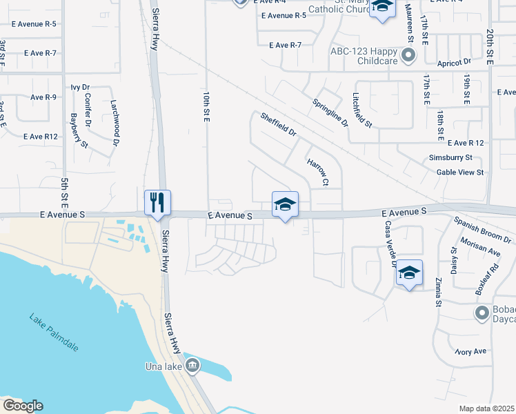 map of restaurants, bars, coffee shops, grocery stores, and more near 1094 Whispering Willow Street in Palmdale