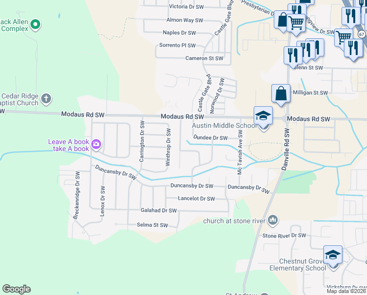 map of restaurants, bars, coffee shops, grocery stores, and more near 2718 Lexington Avenue Southwest in Decatur