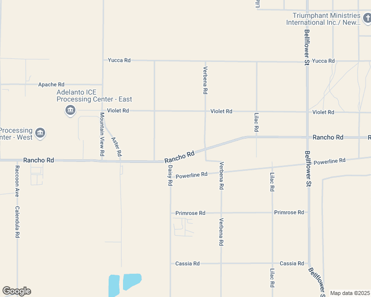 map of restaurants, bars, coffee shops, grocery stores, and more near Rancho Road in Adelanto