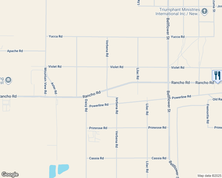 map of restaurants, bars, coffee shops, grocery stores, and more near Rancho Road in Adelanto