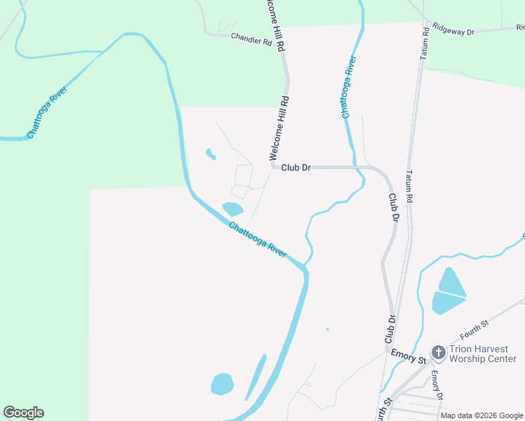map of restaurants, bars, coffee shops, grocery stores, and more near 149 Golf Course Lane in Trion