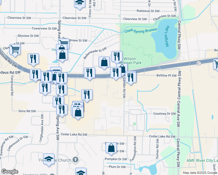 map of restaurants, bars, coffee shops, grocery stores, and more near 2712 Setter Avenue in Decatur