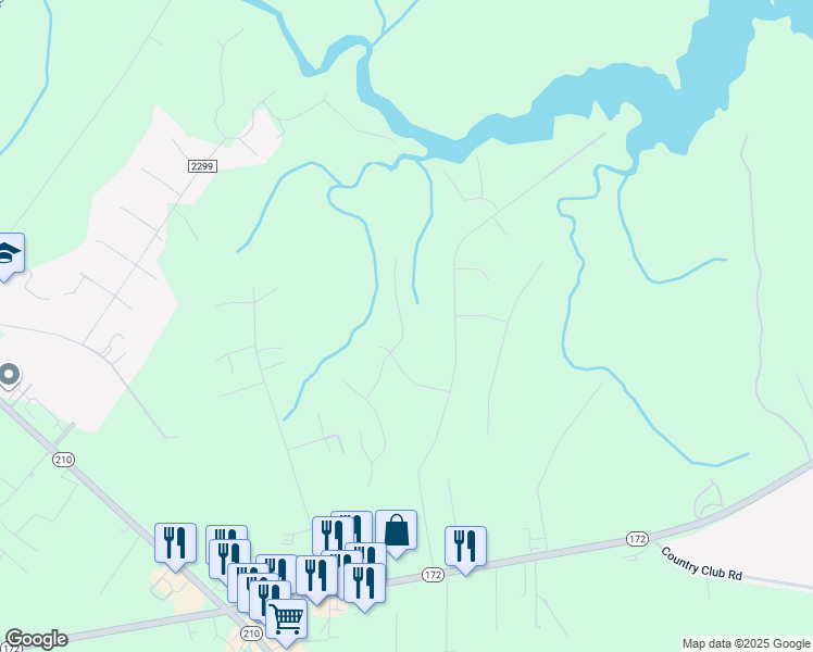 map of restaurants, bars, coffee shops, grocery stores, and more near 318 Landing Lane in Sneads Ferry