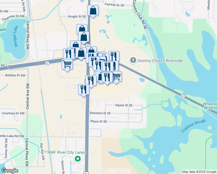 map of restaurants, bars, coffee shops, grocery stores, and more near 1235 Point Mallard Parkway in Decatur