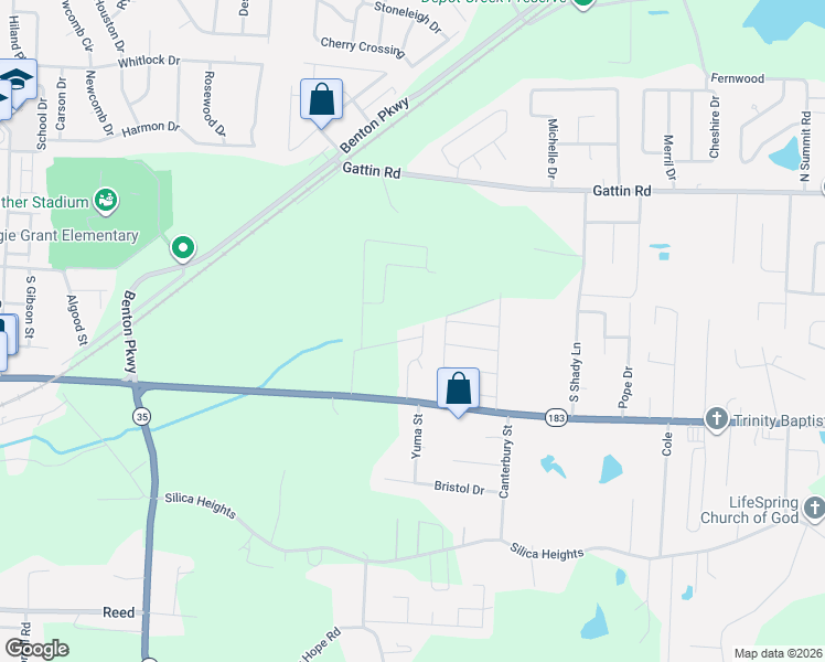 map of restaurants, bars, coffee shops, grocery stores, and more near 2701 Eden Road in Benton