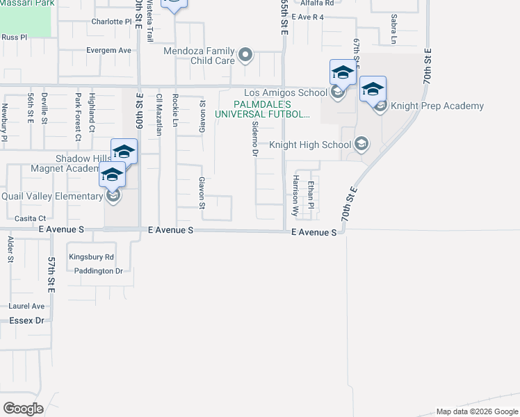 map of restaurants, bars, coffee shops, grocery stores, and more near 6329 Posada Court in Palmdale