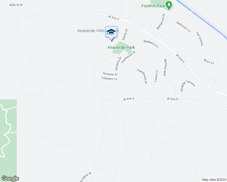 map of restaurants, bars, coffee shops, grocery stores, and more near 37101 Pergola Terrace in Palmdale