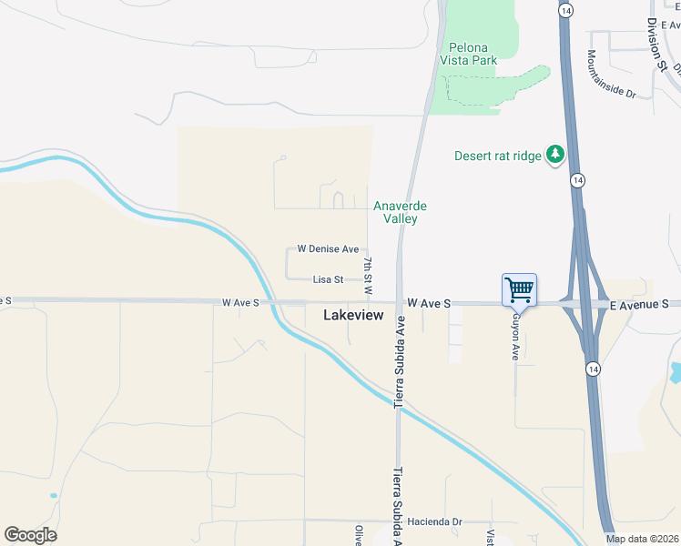 map of restaurants, bars, coffee shops, grocery stores, and more near 711 Lisa Street in Palmdale