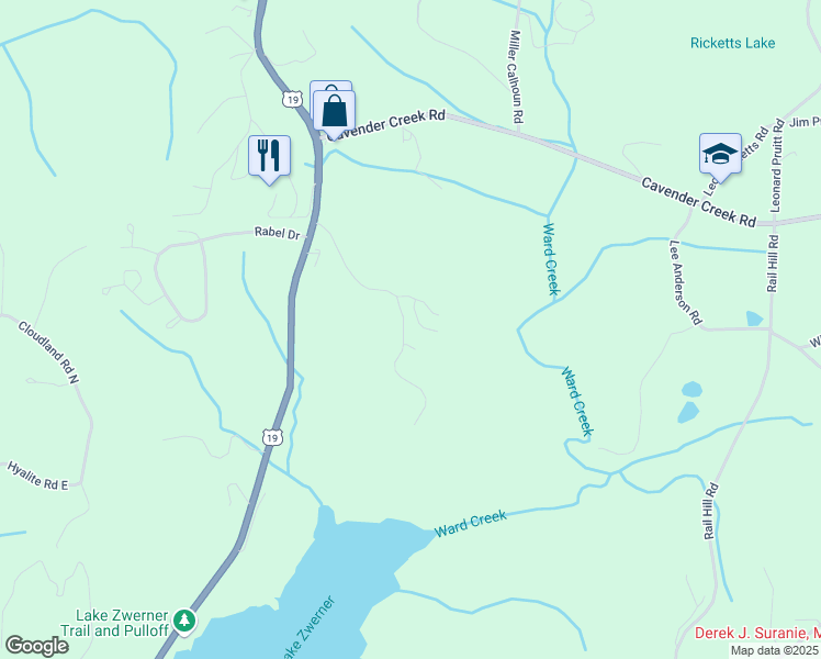 map of restaurants, bars, coffee shops, grocery stores, and more near 339 Summit Drive in Dahlonega