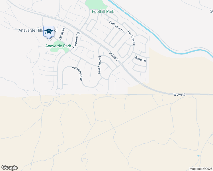 map of restaurants, bars, coffee shops, grocery stores, and more near 37135 The Groves in Palmdale
