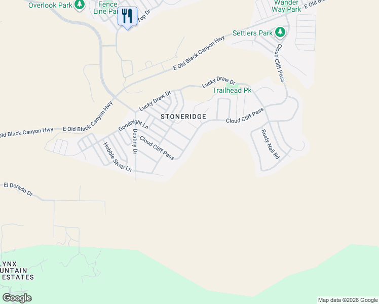 map of restaurants, bars, coffee shops, grocery stores, and more near 1088 Cloud Cliff Pass in Prescott Valley