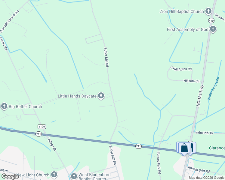 map of restaurants, bars, coffee shops, grocery stores, and more near 1622-1798 Butler Mill Rd in Bladenboro