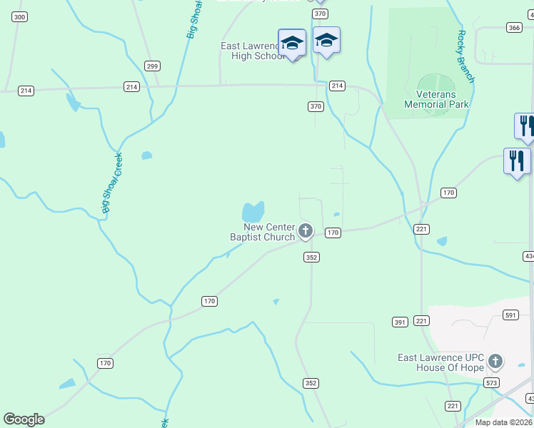 map of restaurants, bars, coffee shops, grocery stores, and more near 7735 County Road 170 in Trinity