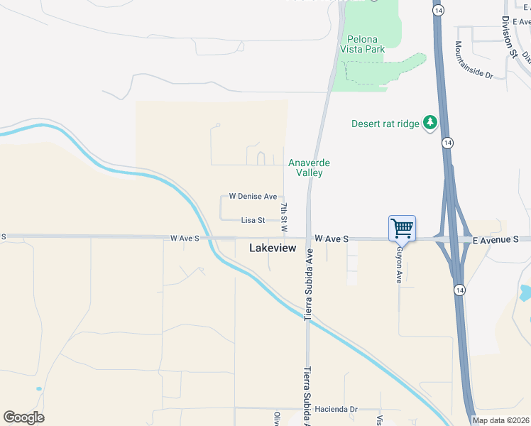 map of restaurants, bars, coffee shops, grocery stores, and more near 711 Lisa Street in Palmdale