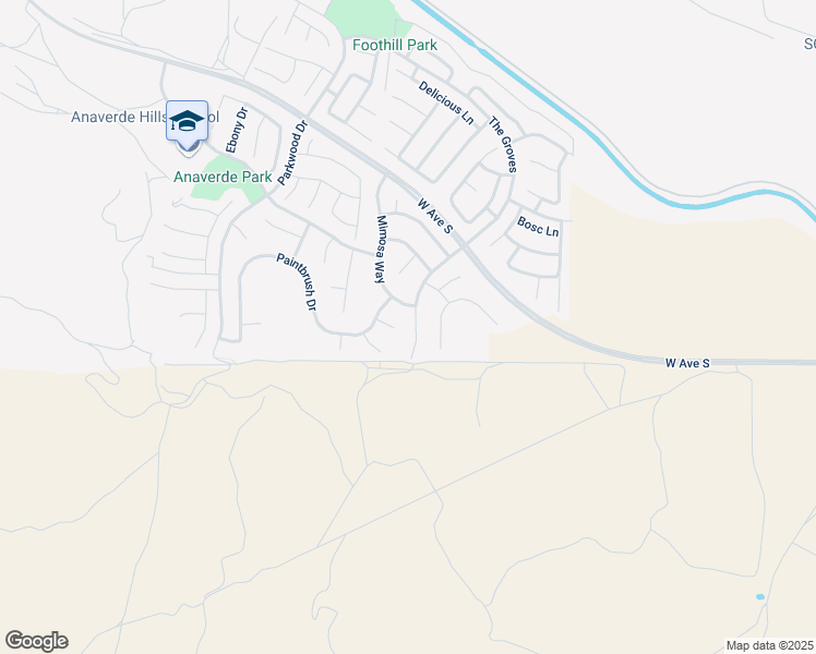 map of restaurants, bars, coffee shops, grocery stores, and more near 37135 The Groves in Palmdale