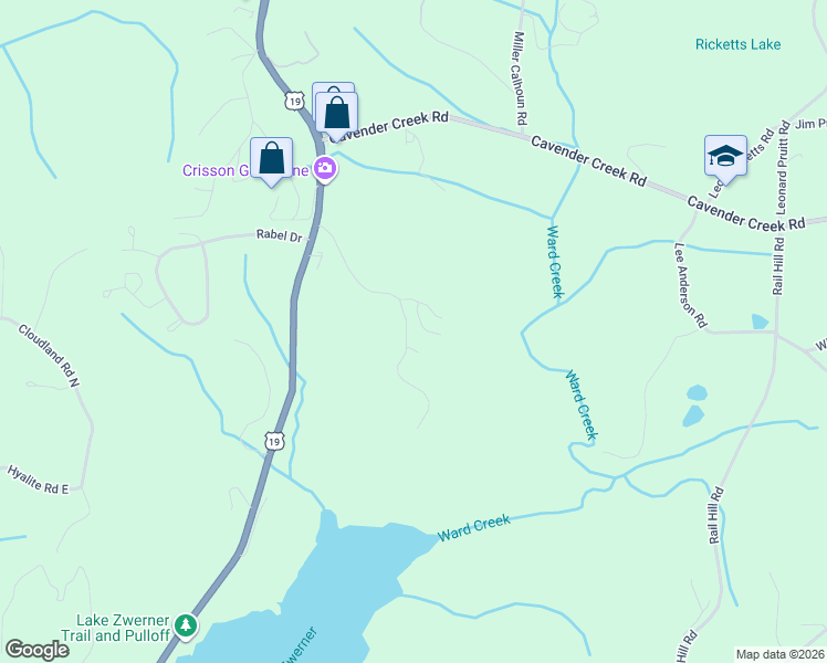 map of restaurants, bars, coffee shops, grocery stores, and more near 339 Summit Drive in Dahlonega