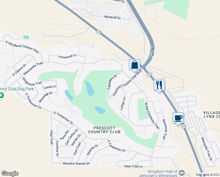 map of restaurants, bars, coffee shops, grocery stores, and more near 1199 Tapadero Drive in Yavapai County
