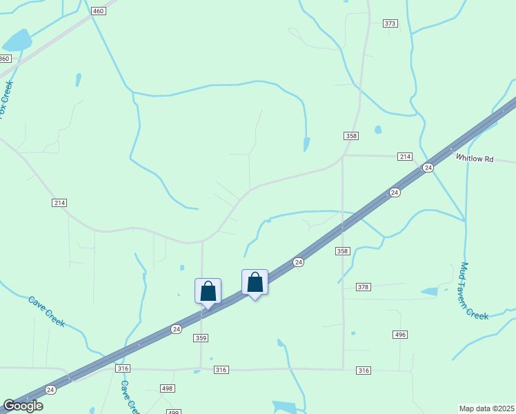 map of restaurants, bars, coffee shops, grocery stores, and more near 10111 County Road 214 in Trinity