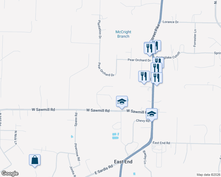 map of restaurants, bars, coffee shops, grocery stores, and more near 21024 Natalie Lane in Little Rock