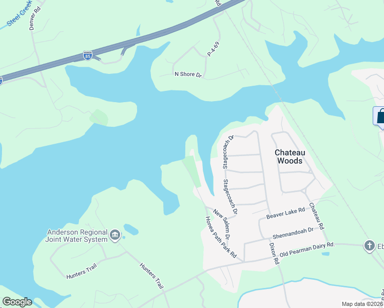 map of restaurants, bars, coffee shops, grocery stores, and more near 2230 Honea Path Park Road in Anderson