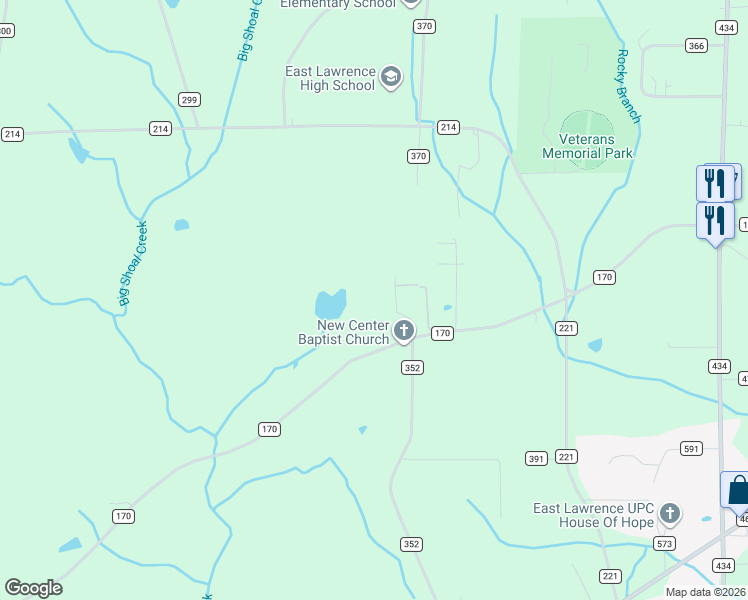 map of restaurants, bars, coffee shops, grocery stores, and more near 7735 County Road 170 in Trinity