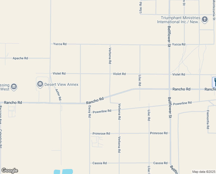 map of restaurants, bars, coffee shops, grocery stores, and more near Verbena Road in Adelanto