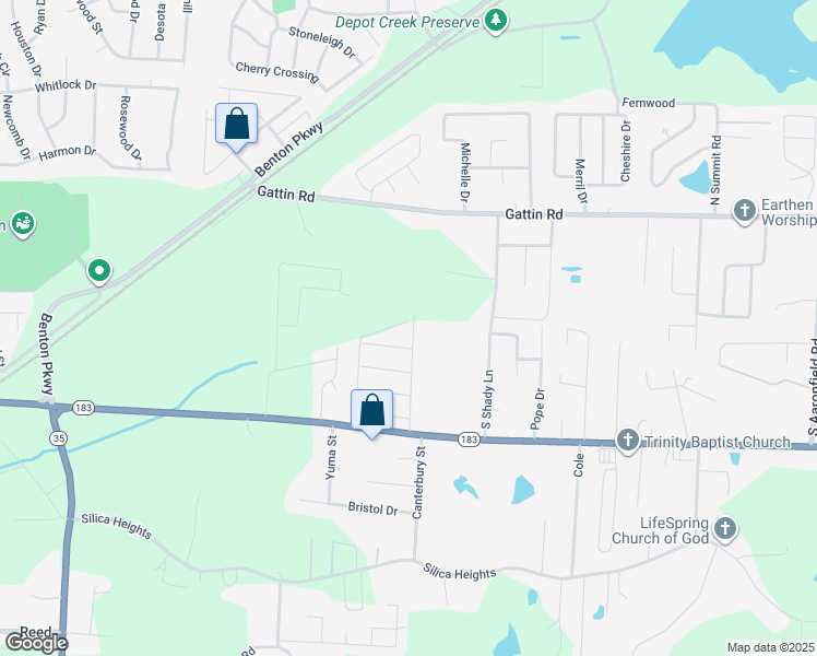 map of restaurants, bars, coffee shops, grocery stores, and more near 2932 Gillis Drive in Benton