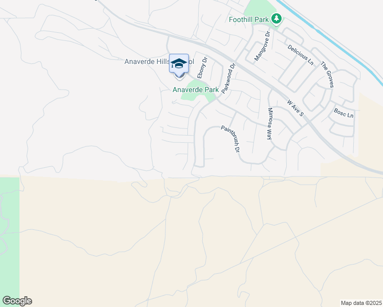 map of restaurants, bars, coffee shops, grocery stores, and more near 37200 Pergola Terrace in Palmdale