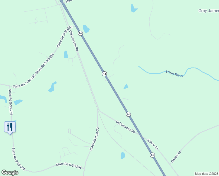 map of restaurants, bars, coffee shops, grocery stores, and more near 4437 South Carolina 14 in Laurens