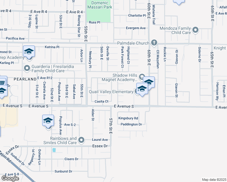 map of restaurants, bars, coffee shops, grocery stores, and more near 37310 Del Mar Street in Palmdale