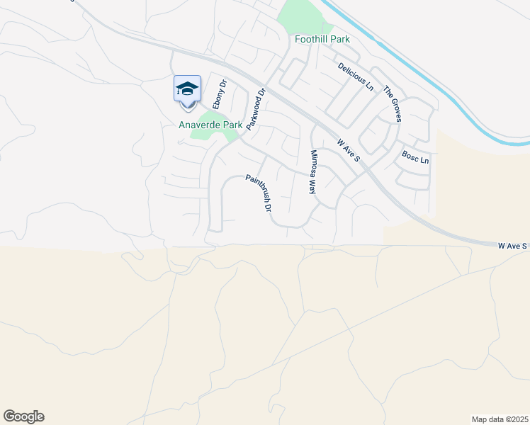 map of restaurants, bars, coffee shops, grocery stores, and more near 37316 Paintbrush Drive in Palmdale