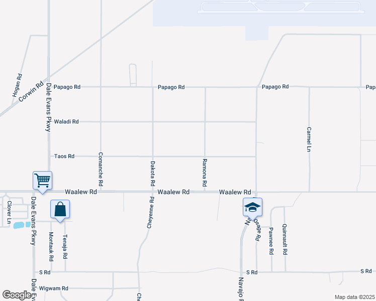 map of restaurants, bars, coffee shops, grocery stores, and more near 21426 Taos Road in Apple Valley