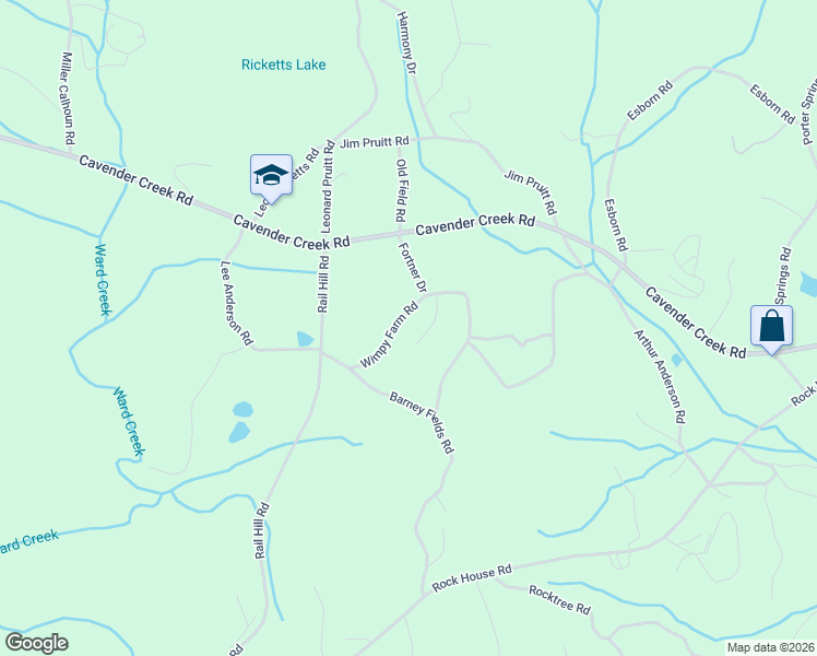 map of restaurants, bars, coffee shops, grocery stores, and more near 112 Farm View Lane in Dahlonega