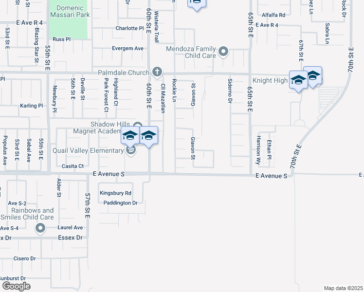 map of restaurants, bars, coffee shops, grocery stores, and more near 6115 Plaza Court in Palmdale