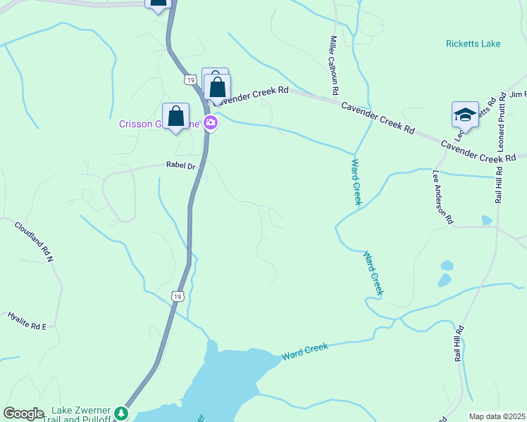 map of restaurants, bars, coffee shops, grocery stores, and more near 285 Summit Drive in Dahlonega
