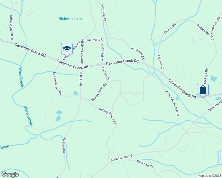 map of restaurants, bars, coffee shops, grocery stores, and more near 2 Farm View Lane in Dahlonega