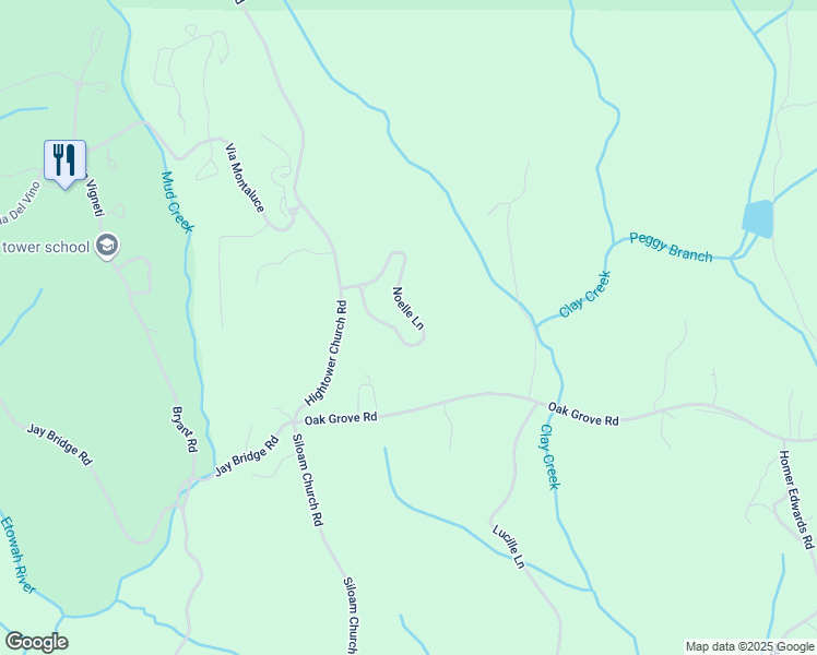 map of restaurants, bars, coffee shops, grocery stores, and more near 315 Noelle Lane in Dahlonega