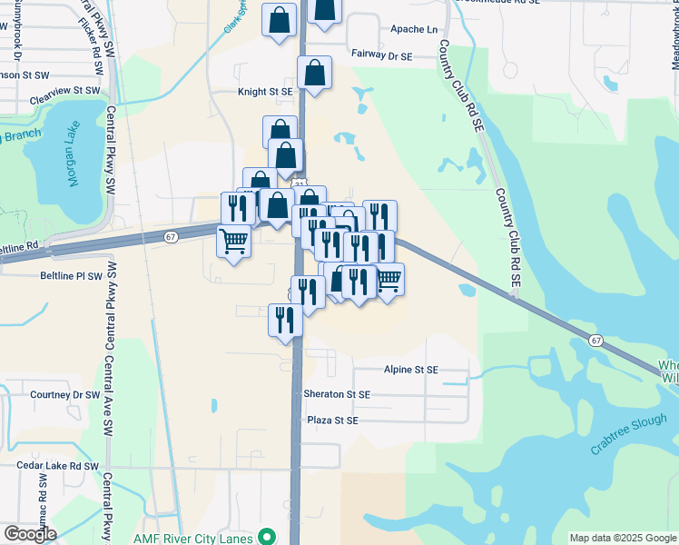 map of restaurants, bars, coffee shops, grocery stores, and more near 1235 Point Mallard Parkway in Decatur