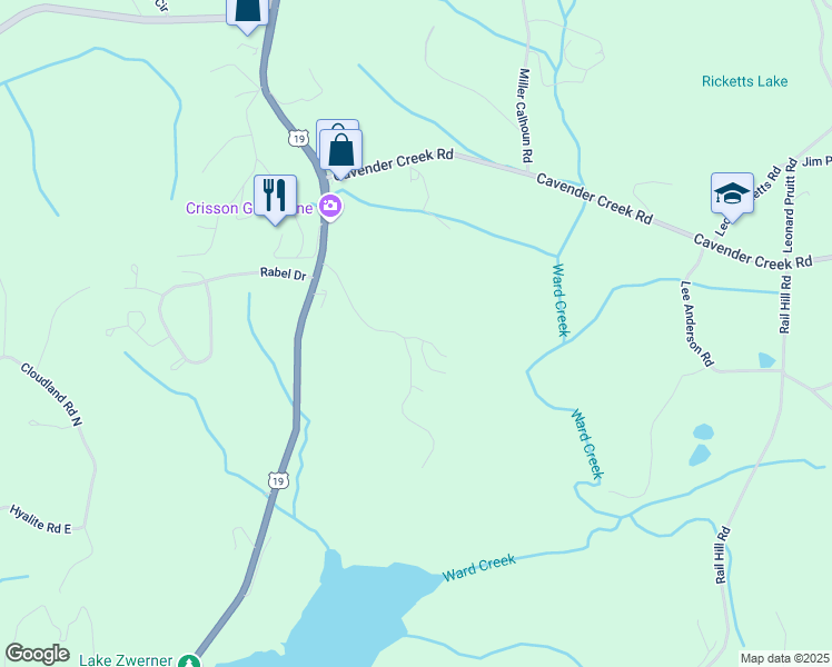 map of restaurants, bars, coffee shops, grocery stores, and more near 285 Summit Drive in Dahlonega