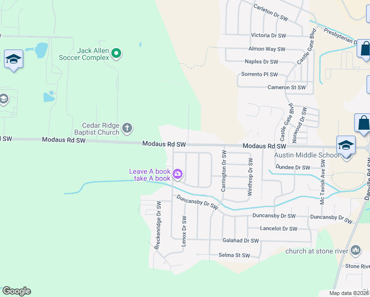 map of restaurants, bars, coffee shops, grocery stores, and more near 2702 Ashville Drive Southwest in Decatur