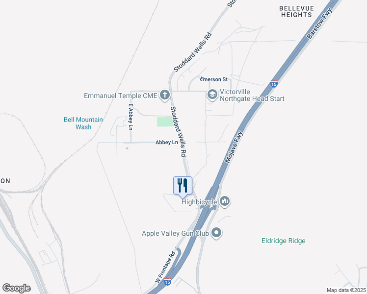 map of restaurants, bars, coffee shops, grocery stores, and more near Stoddard Wells Road in Victorville