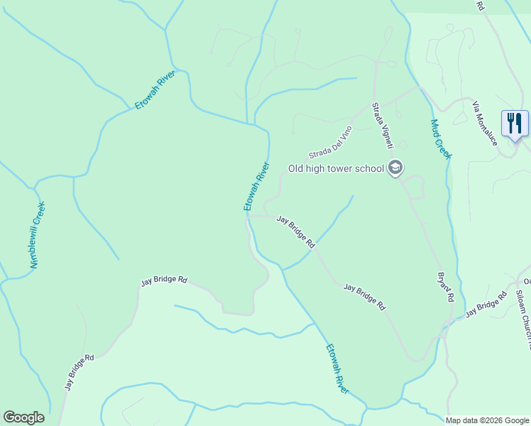 map of restaurants, bars, coffee shops, grocery stores, and more near Strada Del Vino in Lumpkin County